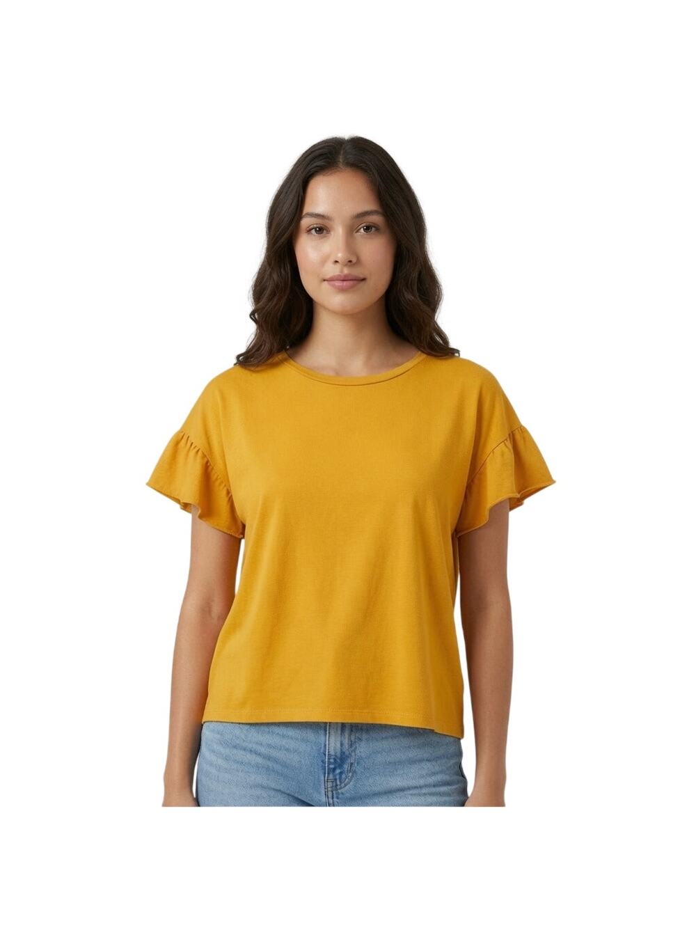 Zara Trafaluc Flutter Sleeve Orange Crop Top Shirt Boho Summer Casual Small